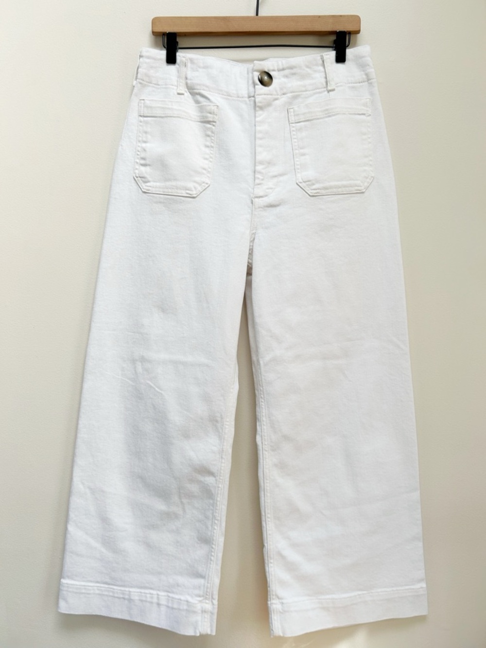 Anthropologie Maeve The Colette Crop Wide-Leg High Rise Jeans in White size 30 - Picture 2 of 14